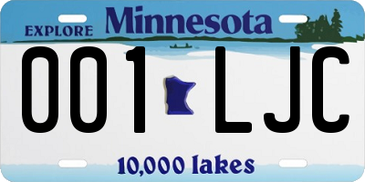 MN license plate 001LJC
