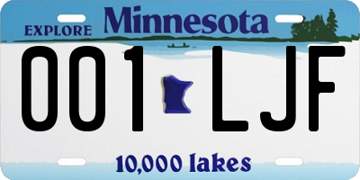 MN license plate 001LJF