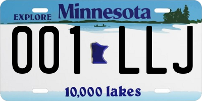 MN license plate 001LLJ