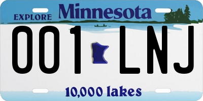 MN license plate 001LNJ