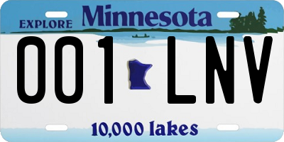 MN license plate 001LNV