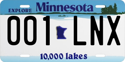 MN license plate 001LNX