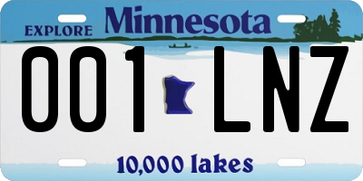 MN license plate 001LNZ