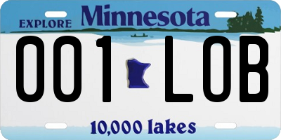 MN license plate 001LOB