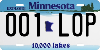 MN license plate 001LOP