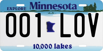 MN license plate 001LOV