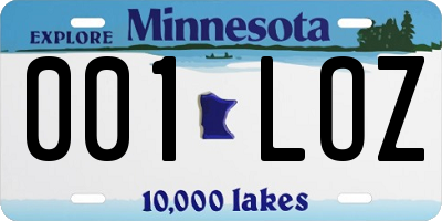 MN license plate 001LOZ