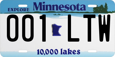 MN license plate 001LTW
