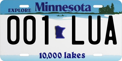 MN license plate 001LUA