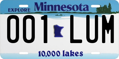 MN license plate 001LUM