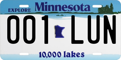MN license plate 001LUN