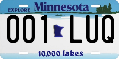 MN license plate 001LUQ
