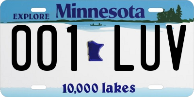 MN license plate 001LUV