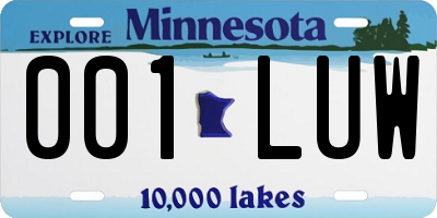 MN license plate 001LUW
