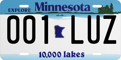 MN license plate 001LUZ