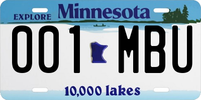 MN license plate 001MBU