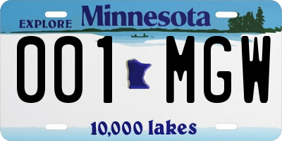 MN license plate 001MGW