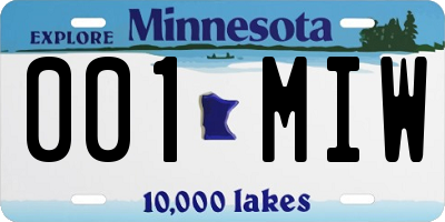 MN license plate 001MIW