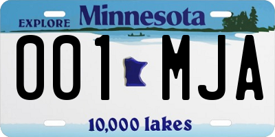 MN license plate 001MJA