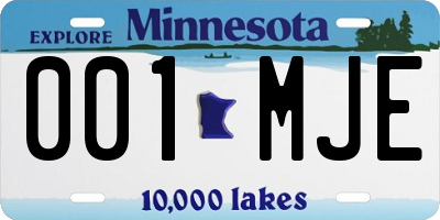 MN license plate 001MJE
