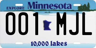 MN license plate 001MJL