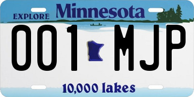 MN license plate 001MJP