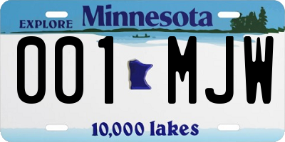 MN license plate 001MJW