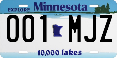 MN license plate 001MJZ