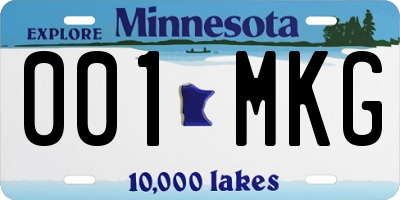 MN license plate 001MKG