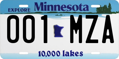 MN license plate 001MZA