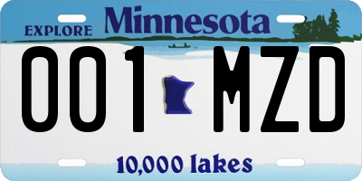 MN license plate 001MZD