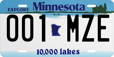 MN license plate 001MZE