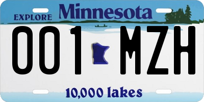 MN license plate 001MZH