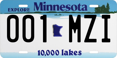MN license plate 001MZI