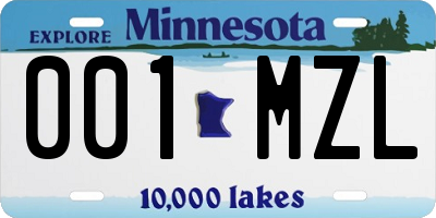 MN license plate 001MZL