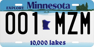 MN license plate 001MZM