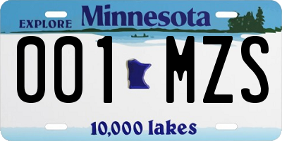 MN license plate 001MZS