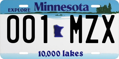 MN license plate 001MZX