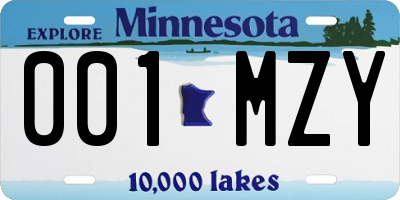 MN license plate 001MZY