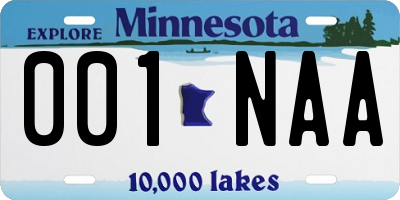 MN license plate 001NAA