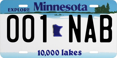 MN license plate 001NAB