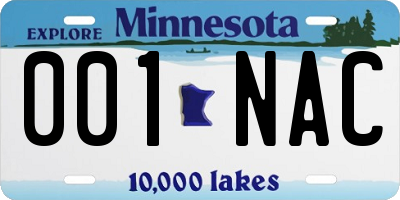 MN license plate 001NAC