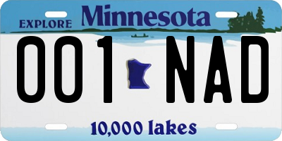 MN license plate 001NAD