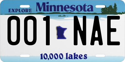 MN license plate 001NAE
