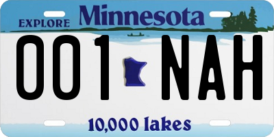 MN license plate 001NAH