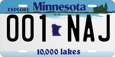 MN license plate 001NAJ