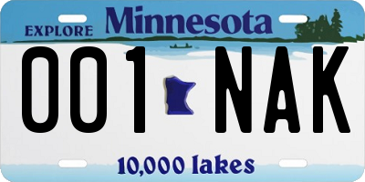 MN license plate 001NAK