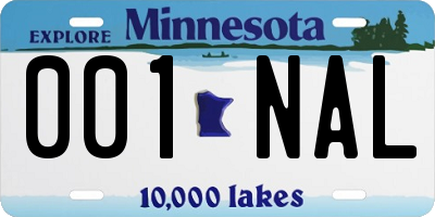 MN license plate 001NAL