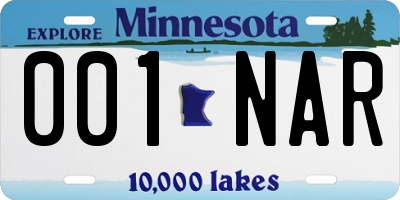 MN license plate 001NAR