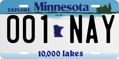 MN license plate 001NAY
